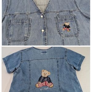 FOURTH OF JULY USA Denim Button Up SHIRT Size 18/20 At Last JEANWEAR